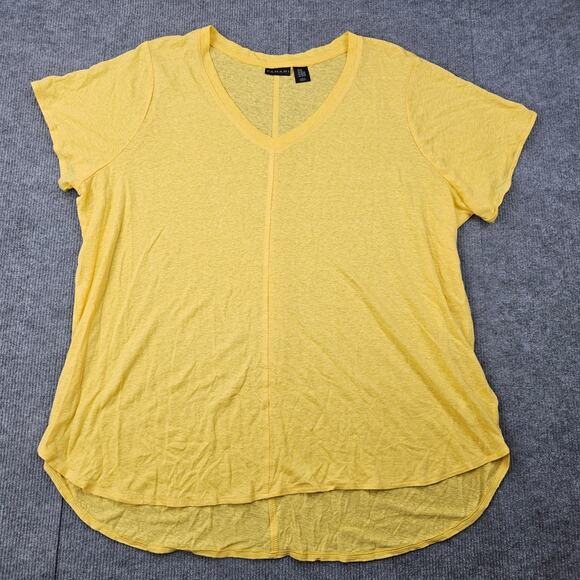 Tahari T Shirt Womens 2X Yellow Linen Casual Coastal Lightweight Minimal Top - Picture 1 of 6